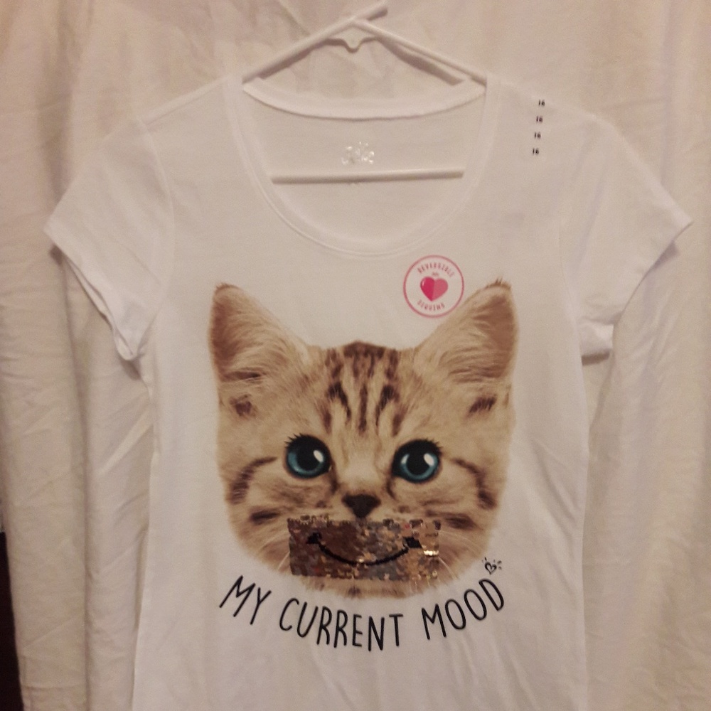 Justice Graphic Tee Current Mood Flip Sequin 16